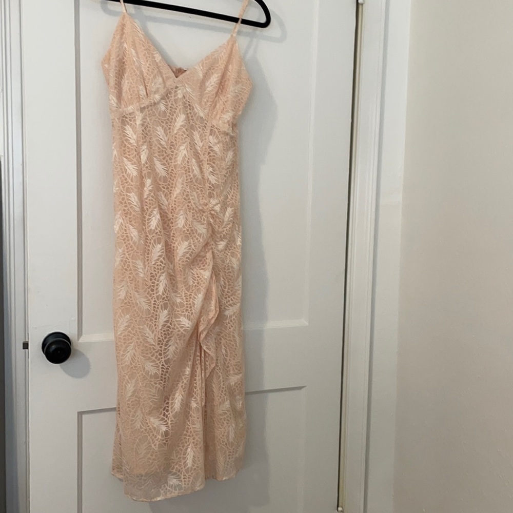Peach Semi-Formal Side Slit Dress